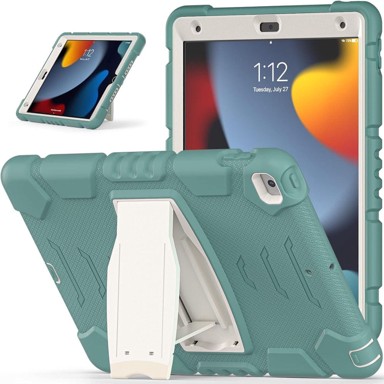 NIKCORP Oklopna maska za iPad 9/8/7 10,2" s ugrađenim stalkom trodijelna, zelena